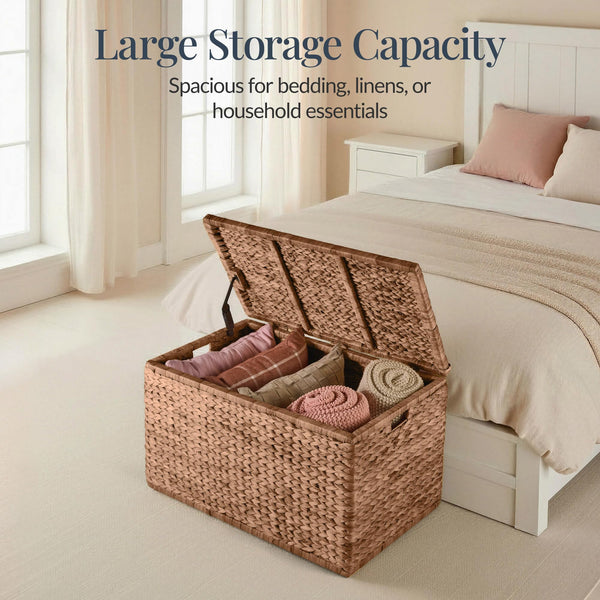 Water Hyacinth Storage Trunk with Lid & Handles