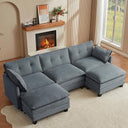 U-Shaped Modular Sectional Sofa with 2 Ottomans – 111.5" Corduroy Cloud Couch