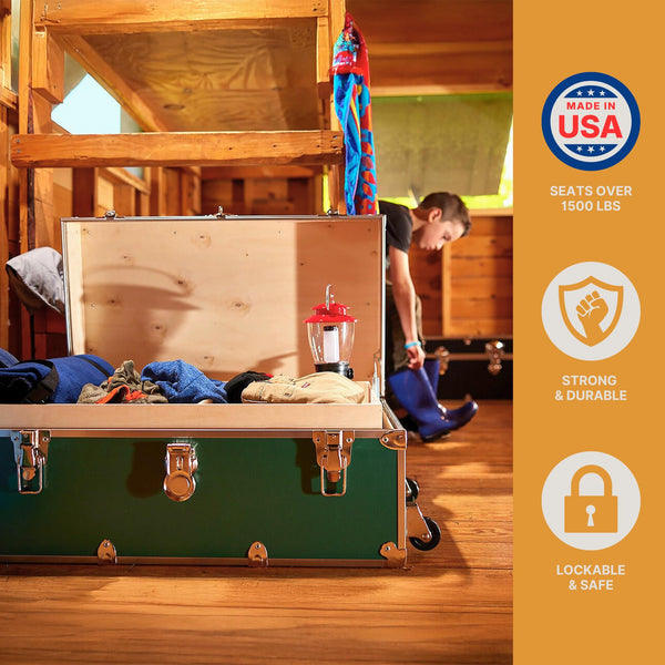 Large Storage Trunk with Removable Wheels – 32" Camp & Dorm Chest