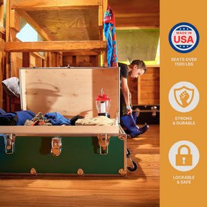 32-Inch Large Lockable Storage Trunk with Removable Wheels
