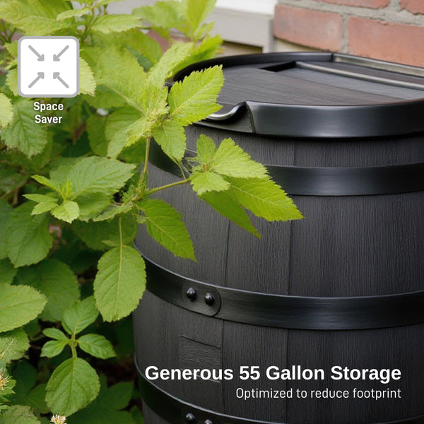 55-Gallon Flat Back Eco Rain Barrel with Removable Lid
