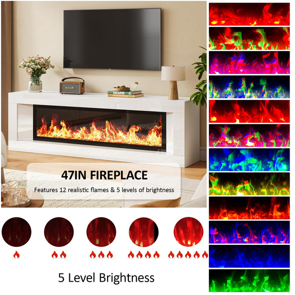 Electric Fireplace TV Stand 63 Inch with 47" Fireplace Insert