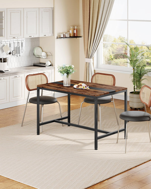 Rectangle Dining Table for 6 – Rustic Brown & Black