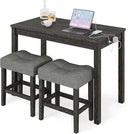 3-Piece Counter Height Bar Table Set with USB & Stools