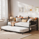 Twin Daybed with Pop-Up Trundle, RGB LED Headboard & Charging Station