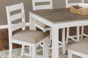 Counter Height Dining Table and Upholstered Bar Stools Set of 7