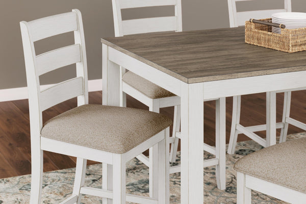 Counter Height Dining Table and Upholstered Bar Stools Set of 7