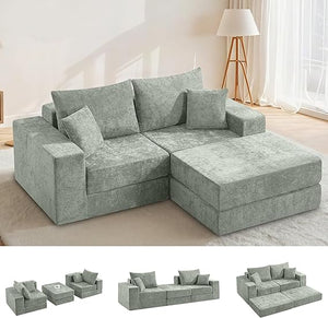 79" Modular Sectional Loveseat with Ottoman & Sleeper