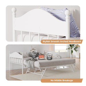 Twin Metal Daybed with Trundle and Headboard