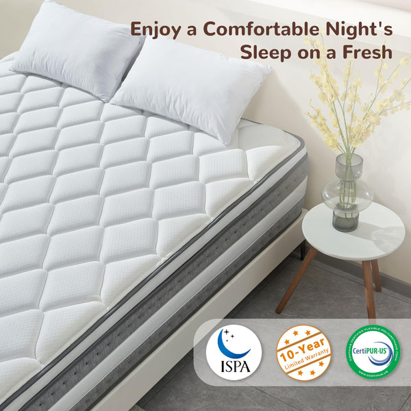 King Size Hybrid Memory Foam Pocket Spring Mattress 12 Inch