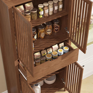 Farmhouse Storage Cabinet Set of 2 with Drawer & Adjustable Shelves
