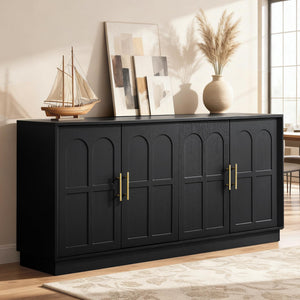 66.5" Wood Sideboard Buffet Cabinet with Arched Doors