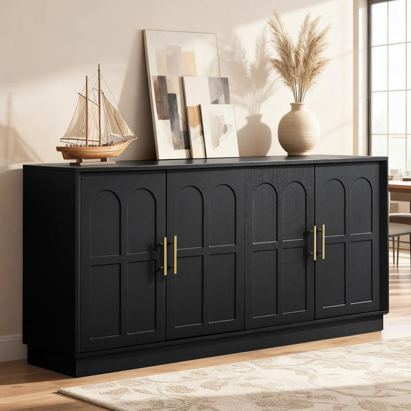 66.5" Wood Sideboard Buffet Cabinet with Arched Doors