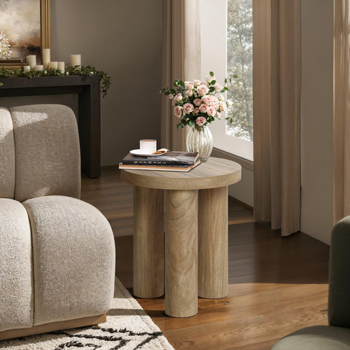 Round Side Table with 3 Pillar Legs