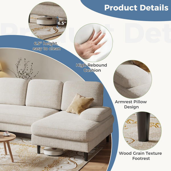U-Shaped Sectional Sofa with Double Chaise Lounge
