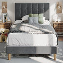 Twin Velvet Upholstered Platform Bed Frame with Headboard