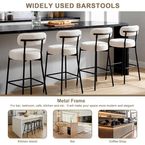 Upholstered Bar Stools with Back — 27" Seat Height, Metal Frame