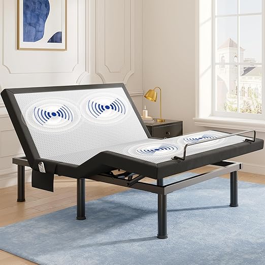 Adjustable Bed Frame with Massage & Wireless Remote