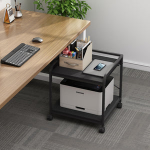 2-Tier Under Desk Printer Stand with Rolling Wheels