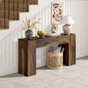 71-Inch Farmhouse Sofa Console Table – Rustic Brown