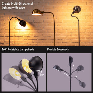 Adjustable Gooseneck Floor Lamp with Rotatable Shade