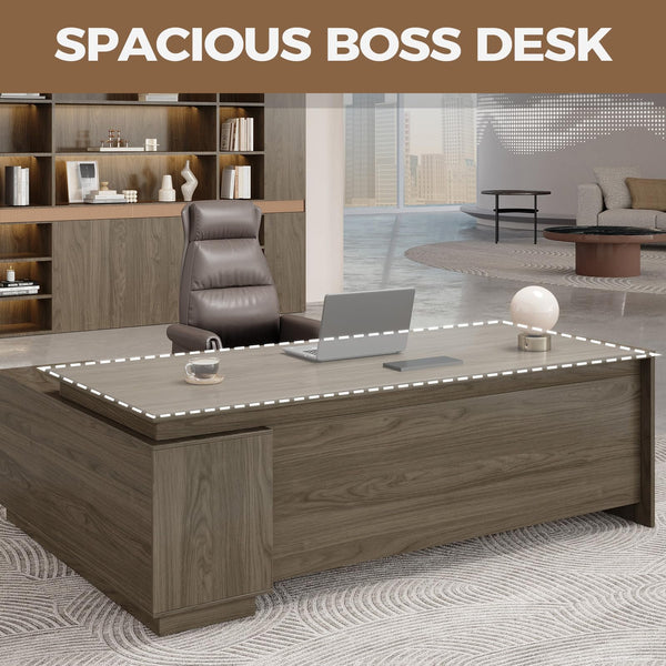 63" L-Shaped Executive Desk with Reversible Return
