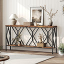 Industrial Console Table with 2-Tier Storage Shelf