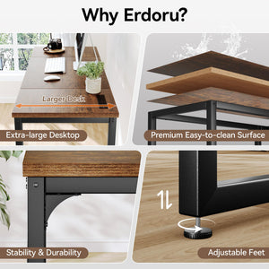 Computer Desk with Power Outlets – Engineered Wood & Steel Frame