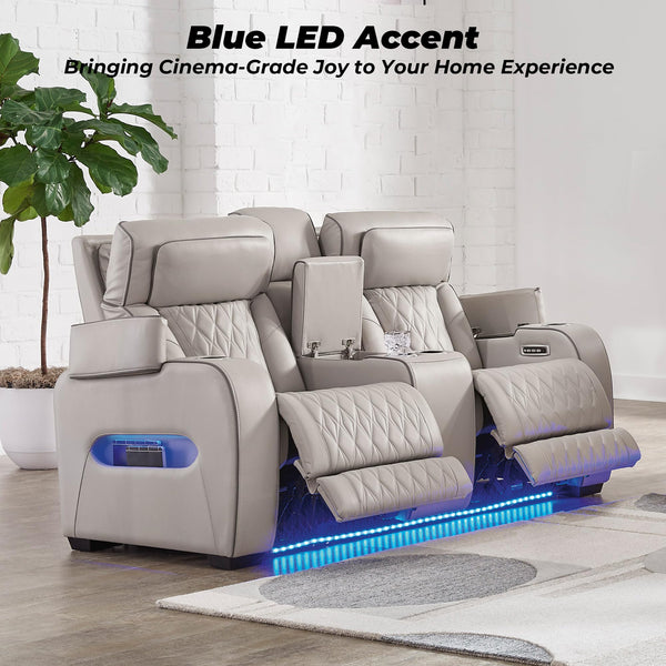 Power Reclining Loveseat with Console, LED Lights & USB Charging