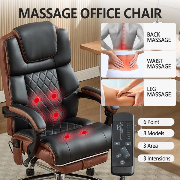 Massage Office Chair 6-Point Vibration with Footrest & Heat