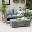 2-Piece Outdoor Wicker Loveseat & Coffee Table Set with Storage