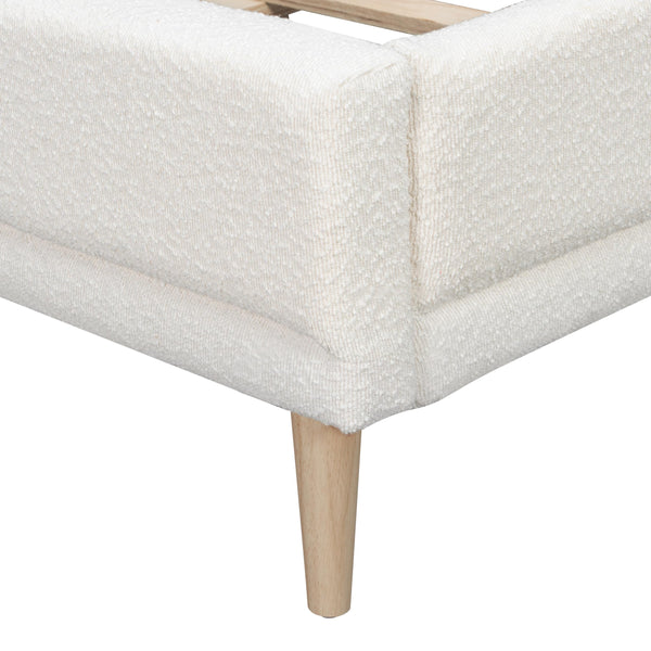 Upholstered Platform Bed with Boucle Wingback Headboard