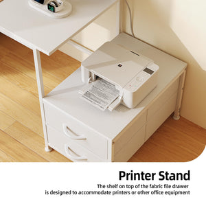 52-Inch Home Office Desk with Drawers, Printer Shelf & Power Outlets