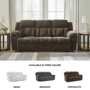 Manual Reclining Sofa – Polyester Upholstery, Pull Tab
