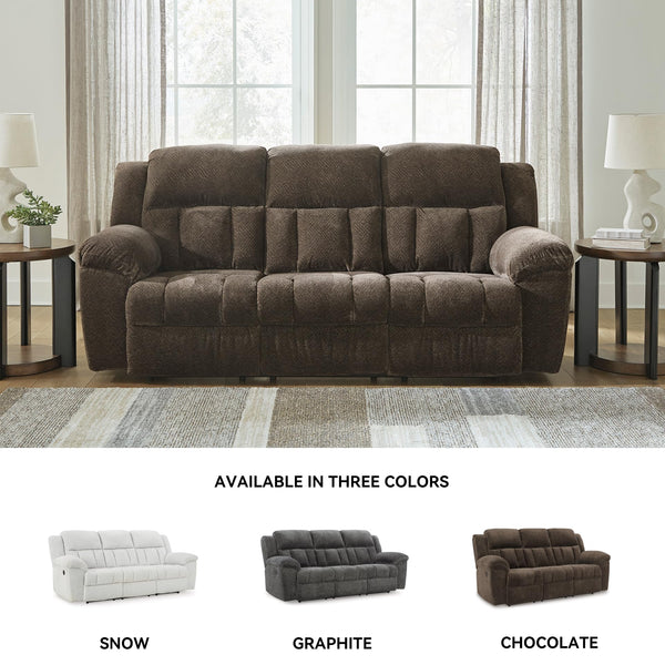Manual Reclining Sofa – Polyester Upholstery, Pull Tab