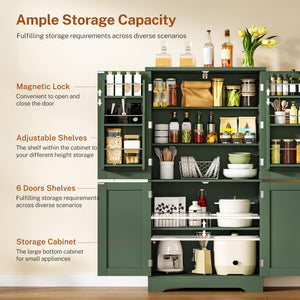 51" H Pantry Cabinet with 4 Doors & 6 Door Shelves