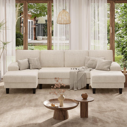 110" U-Shaped Sectional Sofa with Double Chaise