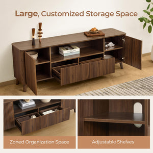 TV Stand for 80 Inch TV with Storage, Drawers & Adjustable Shelves