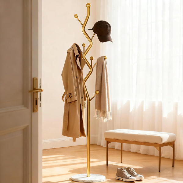 Modern Metal Coat Rack with Marble Base