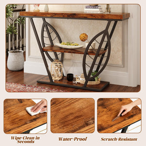 3-Tier Leaf Console Table with Metal Frame