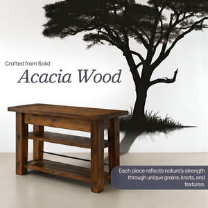 54-Inch Industrial Wood Console Table with Two Open Shelves