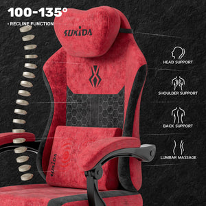 Ergonomic High-Back Gaming Chair with Massage Lumbar Support & Footrest