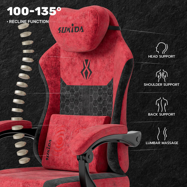Ergonomic High-Back Gaming Chair with Massage Lumbar Support & Footrest
