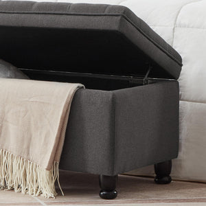 45-Inch Tufted Storage Ottoman with Wooden Legs