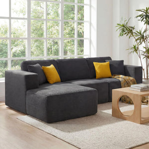 Modular L-Shape Sectional Sofa with Chaise | Deep Seat Corduroy