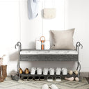Entryway Shoe Bench with Padded Cushion Metal Frame
