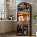75" Tall Arched Pantry Cabinet with LED & Charging Station