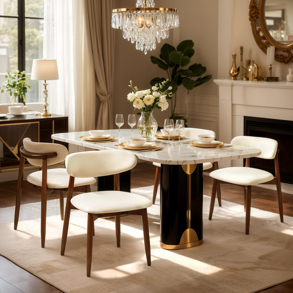 Upholstered Dining Chairs with Ergonomic Curved Backrest