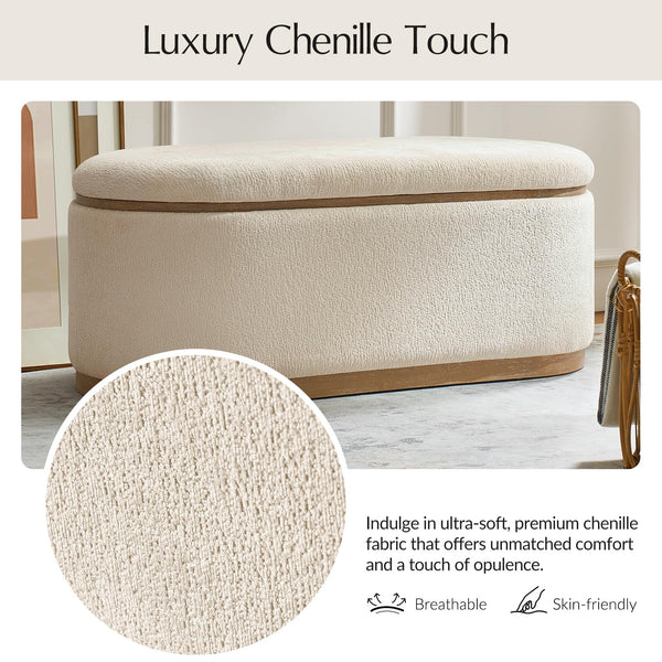 Modern Chenille Upholstered Storage Bench