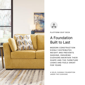 Modern Upholstered 3-Seat Sofa with Accent & Bolster Pillows – Yellow